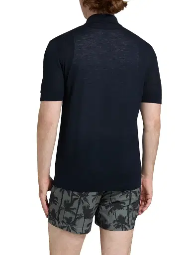 Saks Fifth Avenue Men's COLLECTION Knit Button-Front Shirt - Navy - Size XXL | Thumbnail 5