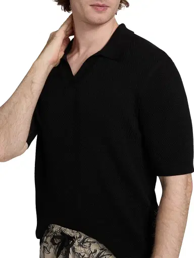 Saks Fifth Avenue Men's Waffled Cotton Johnny Collar Sweater | Thumbnail 6
