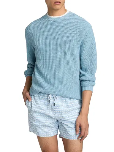 Saks Fifth Avenue Men's Garment-Dyed Ribbed Sweater - Light Blue - Size XXL | Thumbnail 3
