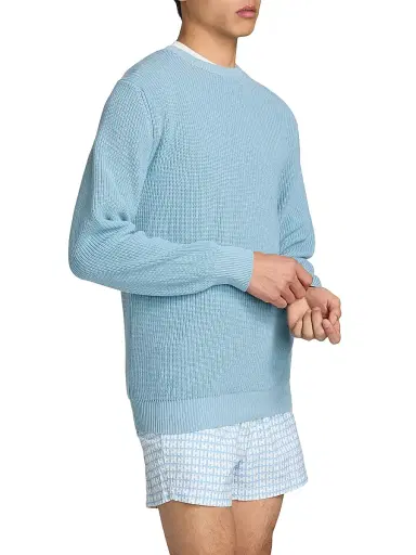 Saks Fifth Avenue Men's Garment-Dyed Ribbed Sweater - Light Blue - Size XXL | Thumbnail 4