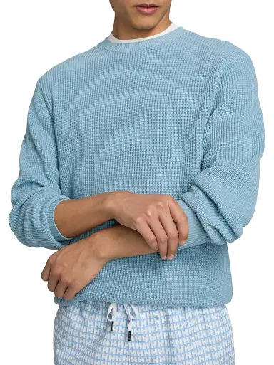 Saks Fifth Avenue Men's Garment-Dyed Ribbed Sweater - Light Blue - Size XXL | Thumbnail 6