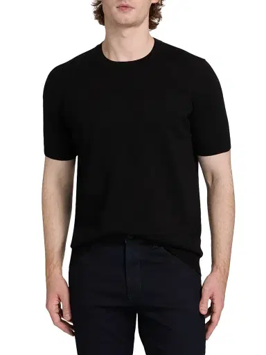 Saks Fifth Avenue Men's Diagonal Stitch Crewneck Short-Sleeve Sweater - Black - Size XXL | Thumbnail 3 Saks Fifth Avenue Men's Diagonal Stitch Crewneck Short-Sleeve Sweater - Black - Size XXL | Thumbnail 3