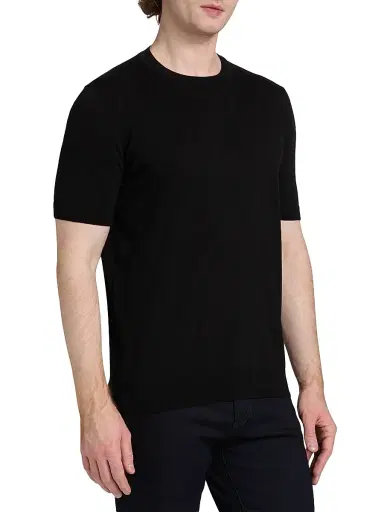 Saks Fifth Avenue Men's Diagonal Stitch Crewneck Short-Sleeve Sweater - Black - Size XXL | Thumbnail 4 Saks Fifth Avenue Men's Diagonal Stitch Crewneck Short-Sleeve Sweater - Black - Size XXL | Thumbnail 4