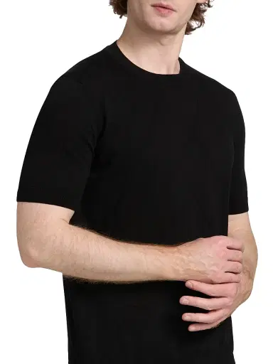 Saks Fifth Avenue Men's Diagonal Stitch Crewneck Short-Sleeve Sweater - Black - Size XXL | Thumbnail 6 Saks Fifth Avenue Men's Diagonal Stitch Crewneck Short-Sleeve Sweater - Black - Size XXL | Thumbnail 6