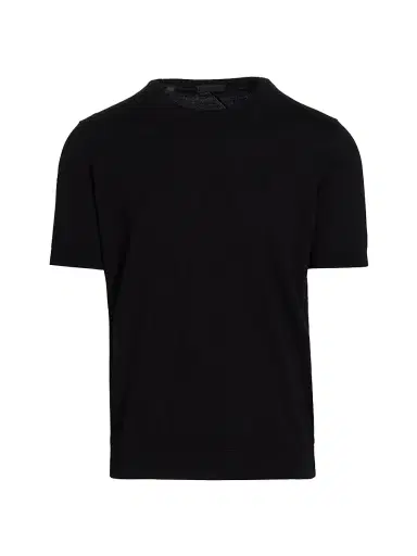 Saks Fifth Avenue Men's Diagonal Stitch Crewneck Short-Sleeve Sweater - Black - Size XXL | Thumbnail 1 Saks Fifth Avenue Men's Diagonal Stitch Crewneck Short-Sleeve Sweater - Black - Size XXL | Thumbnail 1
