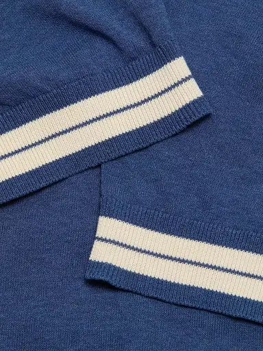 Saks Fifth Avenue Men's Striped-Trim Johnny Collar Polo Shirt - Blue - Size XXL | Thumbnail 7