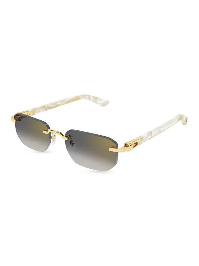Men's C Decor Rimless Sunglasses - White Gold Clear