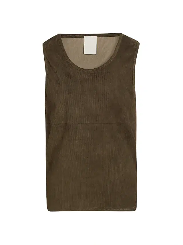 EZR Men's Ribbed Suede Tank - Olive Suede
