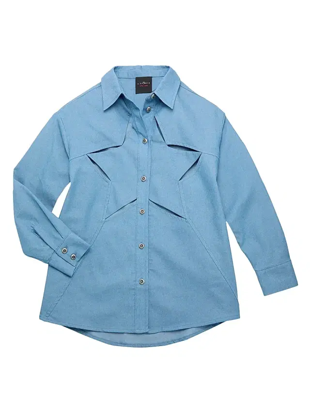 John Richmond x Eva Leah Little Girl's & Girl's Star Chambray Shirt - Blue