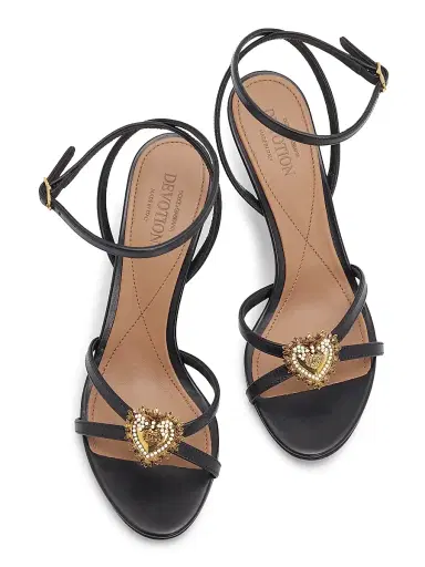 Dolce & Gabbana Women's Desire 105MM Heart-Detailed Leather Sandals - Nero - Size 10 | Thumbnail 4 Dolce & Gabbana Women's Desire 105MM Heart-Detailed Leather Sandals - Nero - Size 10 | Thumbnail 4
