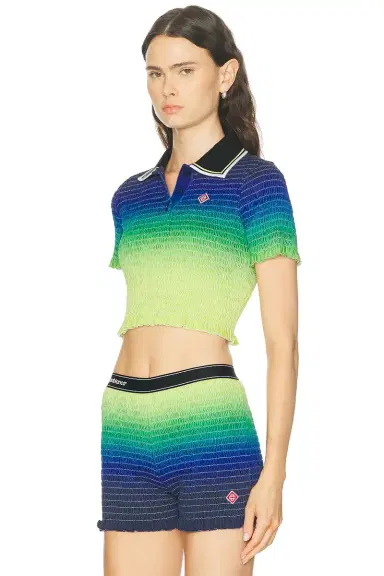 Casablanca Gradient Shirred Polo Top | Thumbnail 2