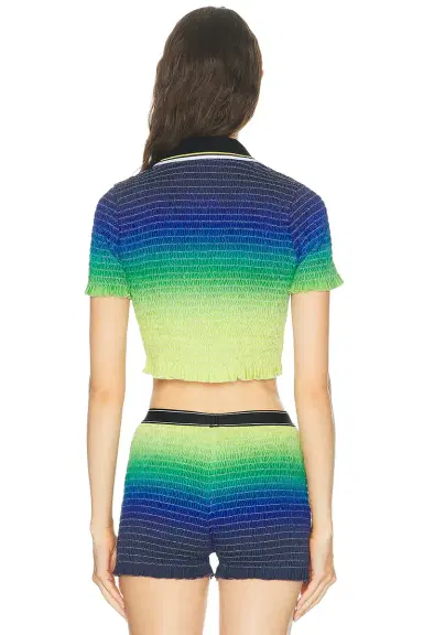 Casablanca Gradient Shirred Polo Top | Thumbnail 3