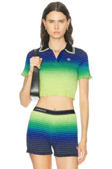 Casablanca Gradient Shirred Polo Top | Thumbnail 1