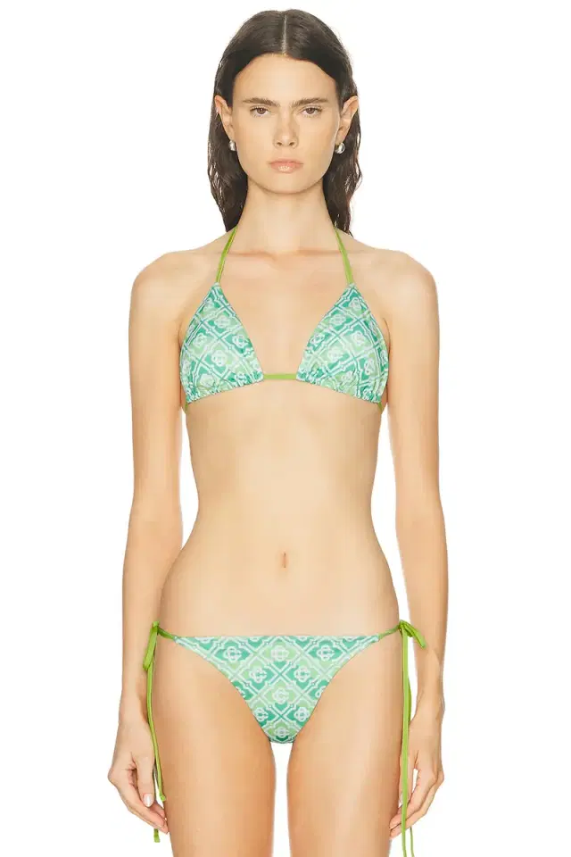 Casablanca Wavy Monogram String Triangle Bikini Top