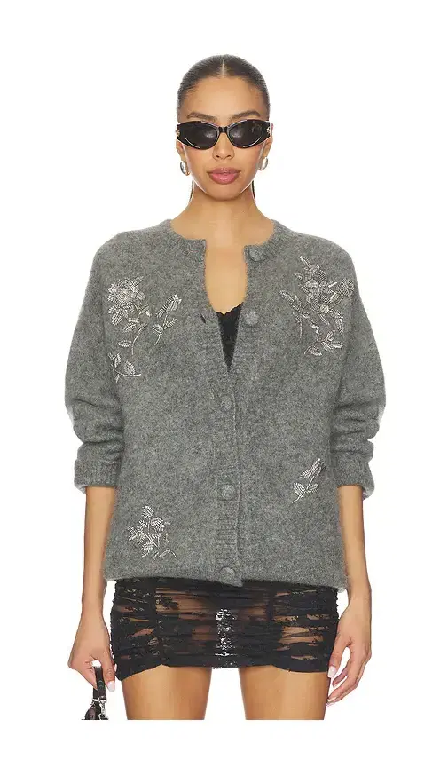 Beaded Mohair Knit Cardigan
