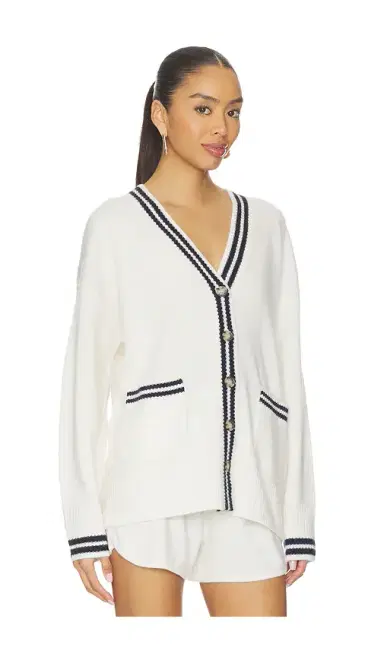 White + Warren Cashmere Varsity Cardigan | Thumbnail 2 White + Warren Cashmere Varsity Cardigan | Thumbnail 2