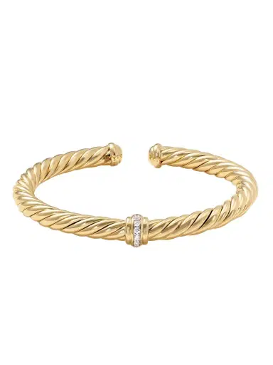 David Yurman Cablespira Flex 18-karat Gold Diamond Cuff | Thumbnail 1 David Yurman Cablespira Flex 18-karat Gold Diamond Cuff | Thumbnail 1