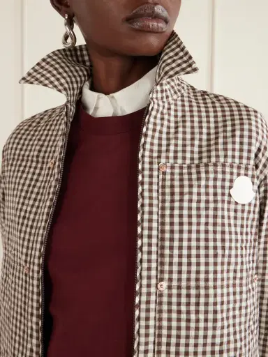 Moncler Cropped Appliquéd Gingham Cotton-blend Shirt | Thumbnail 5 Moncler Cropped Appliquéd Gingham Cotton-blend Shirt | Thumbnail 5