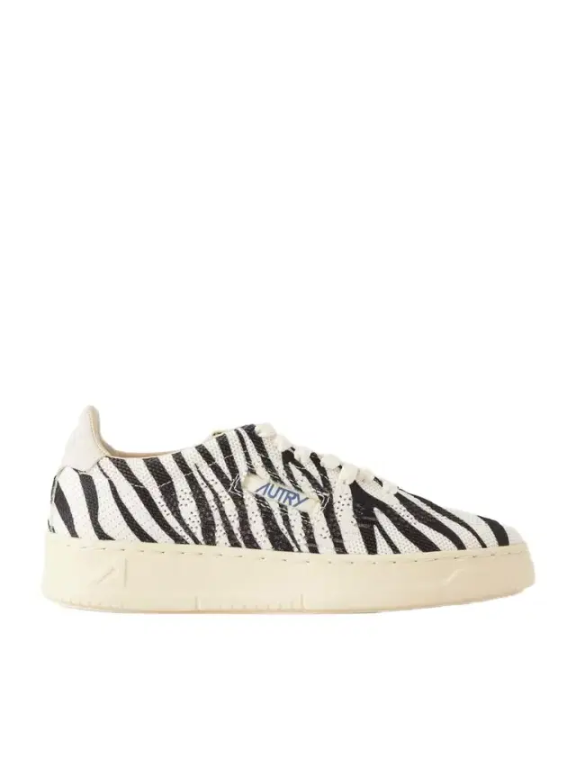 Easyknit Suede-trimmed Zebra-print Knitted Sneakers