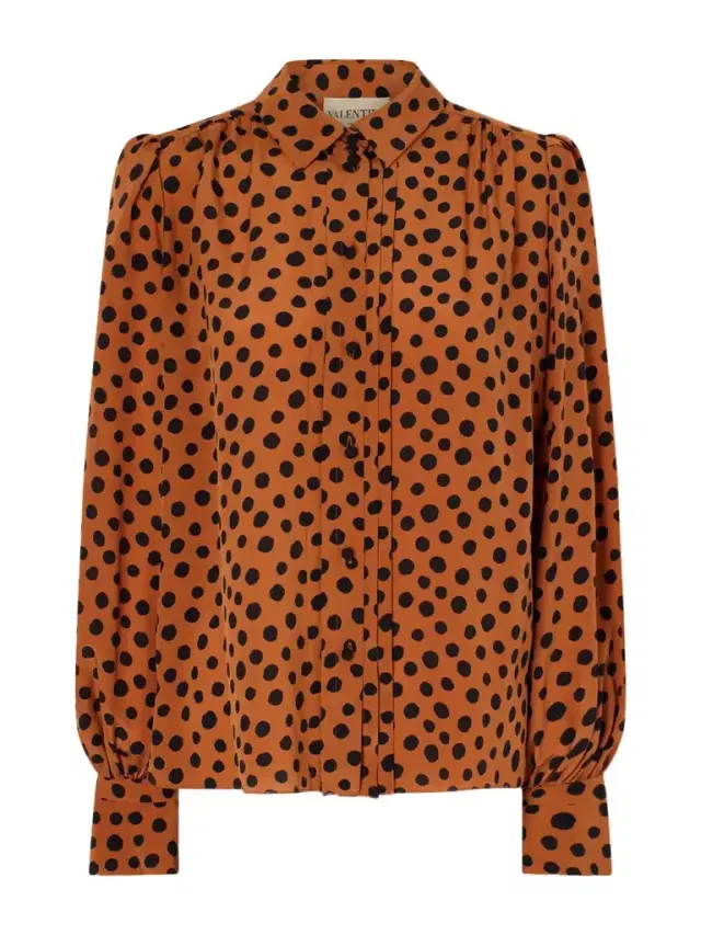 Gathered Polka-dot Silk Crepe De Chine Shirt
