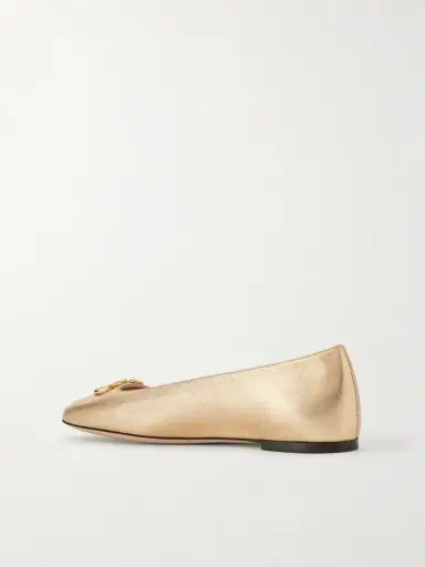 Valentino Garavani Vlogo Embellished Metallic Leather Ballet Flats | Thumbnail 3 Valentino Garavani Vlogo Embellished Metallic Leather Ballet Flats | Thumbnail 3