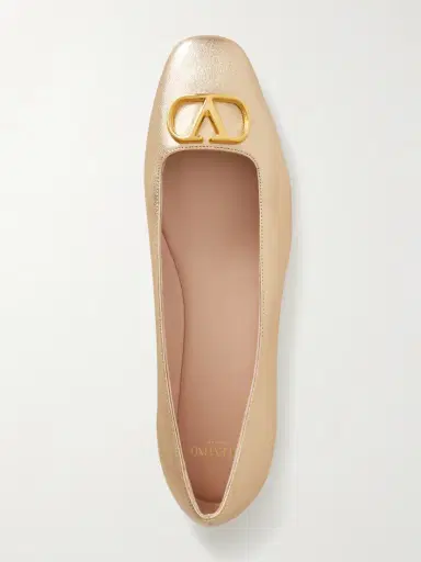 Valentino Garavani Vlogo Embellished Metallic Leather Ballet Flats | Thumbnail 6 Valentino Garavani Vlogo Embellished Metallic Leather Ballet Flats | Thumbnail 6