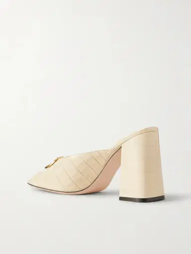Valentino Garavani Vlogo 95 Embellished Croc-effect Leather Mules | Thumbnail 3 Valentino Garavani Vlogo 95 Embellished Croc-effect Leather Mules | Thumbnail 3