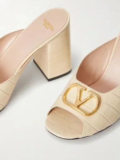 Valentino Garavani Vlogo 95 Embellished Croc-effect Leather Mules | Thumbnail 5 Valentino Garavani Vlogo 95 Embellished Croc-effect Leather Mules | Thumbnail 5