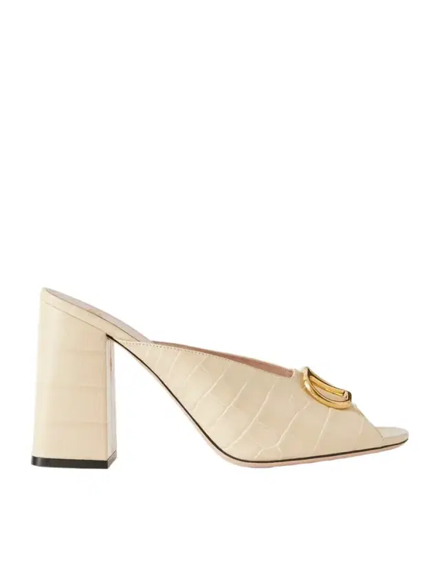 Vlogo 95 Embellished Croc-effect Leather Mules