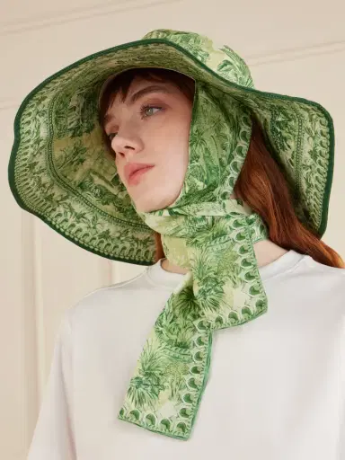 ALÉMAIS Sara Embroidered Printed Linen Sunhat | Thumbnail 2