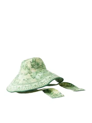 ALÉMAIS Sara Embroidered Printed Linen Sunhat | Thumbnail 1