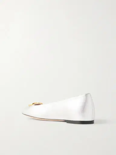 Valentino Garavani Vlogo Metallic Leather Ballet Flats | Thumbnail 3 Valentino Garavani Vlogo Metallic Leather Ballet Flats | Thumbnail 3