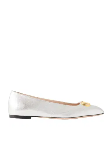 Valentino Garavani Vlogo Metallic Leather Ballet Flats | Thumbnail 1 Valentino Garavani Vlogo Metallic Leather Ballet Flats | Thumbnail 1