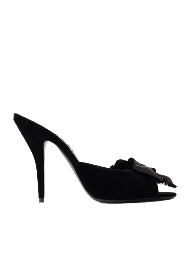 Marie 105 Bow-embellished Satin-trimmed Velvet Mules