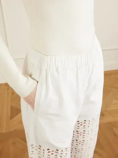 Sea Leila Broderie Anglaise-trimmed Cotton And Linen-blend Wide-leg Pants | Thumbnail 4 Sea Leila Broderie Anglaise-trimmed Cotton And Linen-blend Wide-leg Pants | Thumbnail 4