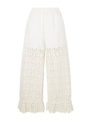 Sea Leila Broderie Anglaise-trimmed Cotton And Linen-blend Wide-leg Pants | Thumbnail 1 Sea Leila Broderie Anglaise-trimmed Cotton And Linen-blend Wide-leg Pants | Thumbnail 1