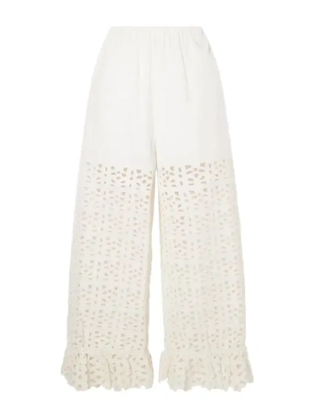 Leila Broderie Anglaise-trimmed Cotton And Linen-blend Wide-leg Pants