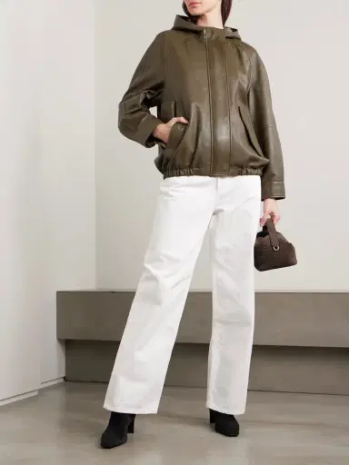 Nour Hammour Hooded Textured-leather Bomber Jacket | Thumbnail 2 Nour Hammour Hooded Textured-leather Bomber Jacket | Thumbnail 2