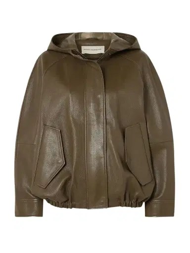 Nour Hammour Hooded Textured-leather Bomber Jacket | Thumbnail 1 Nour Hammour Hooded Textured-leather Bomber Jacket | Thumbnail 1