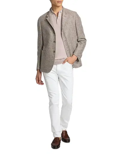 Saks Fifth Avenue Men's Wool Mouliné Polo Shirt - Sand - Size XXL | Thumbnail 2 Saks Fifth Avenue Men's Wool Mouliné Polo Shirt - Sand - Size XXL | Thumbnail 2