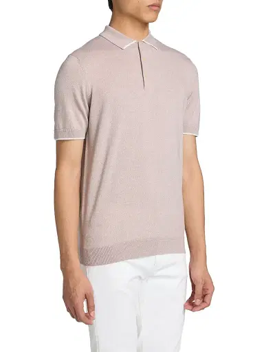 Saks Fifth Avenue Men's Wool Mouliné Polo Shirt - Sand - Size XXL | Thumbnail 4 Saks Fifth Avenue Men's Wool Mouliné Polo Shirt - Sand - Size XXL | Thumbnail 4