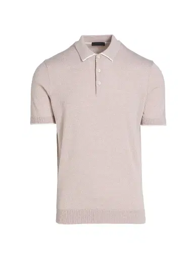 Saks Fifth Avenue Men's Wool Mouliné Polo Shirt - Sand - Size XXL | Thumbnail 1 Saks Fifth Avenue Men's Wool Mouliné Polo Shirt - Sand - Size XXL | Thumbnail 1