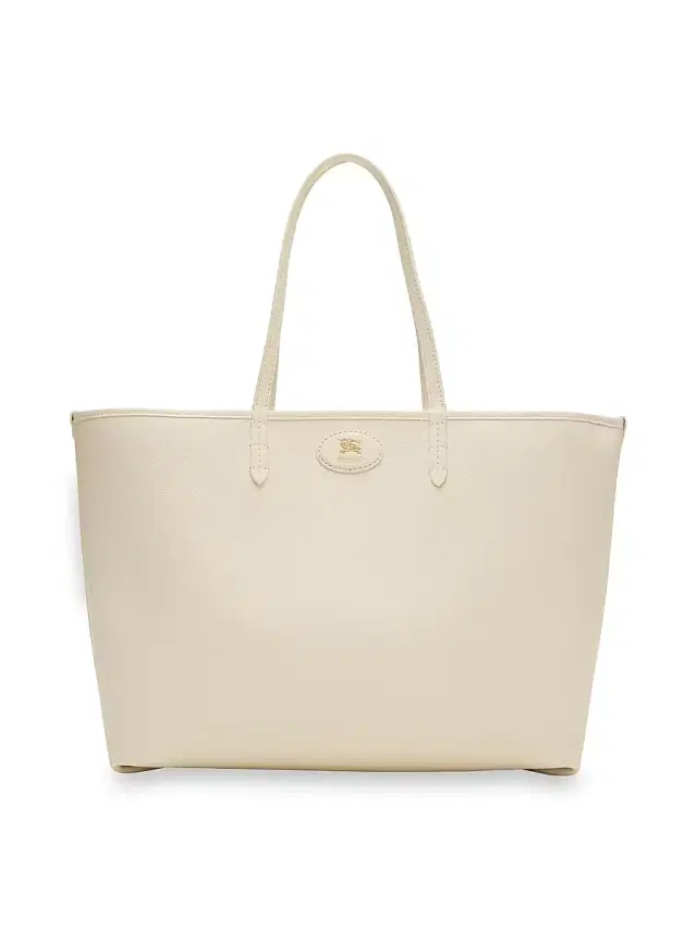 Burberry Women's Bloomsbury Reversible Leather & Check Plaid Tote Bag - Soap Light Beige