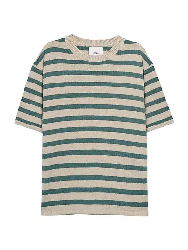 The Elder Statesman Men's Scout Stripe Knit T-Shirt - Oatmeal Cypress - Size XL | Thumbnail 1
