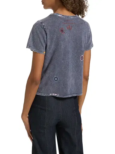 Cinq à Sept Women's Aint My First Rodeo Embellished Shrunken T-Shirt - Navy Multi | Thumbnail 5
