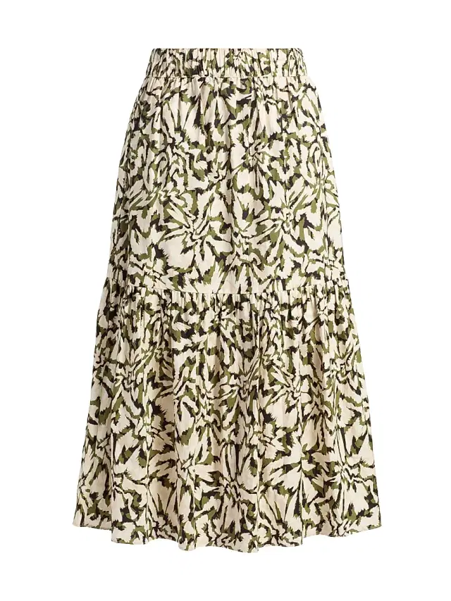 Women's Itzel Floral Midi-Skirt - Abstract Flora Burst
