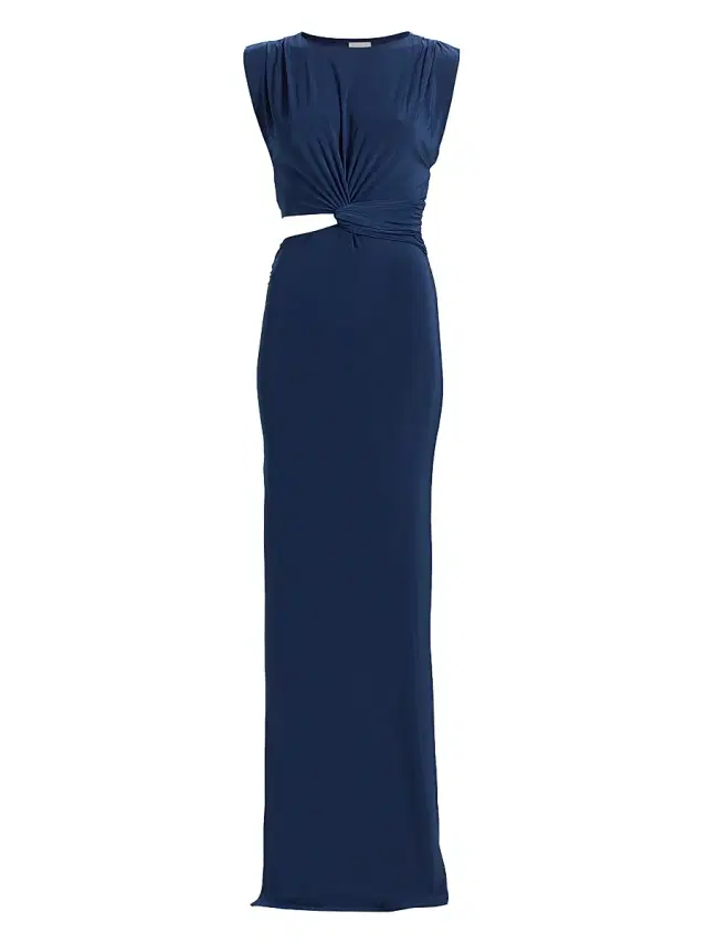 MISA Los Angeles Women's Yvette Draped Cut-Out Maxi Dress - Navy
