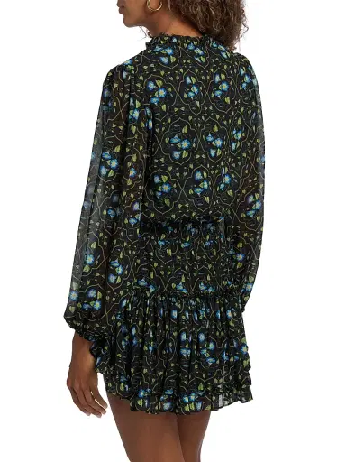 Misa Los Angeles Women's Lorena Floral Chiffon Ruffle Minidress - Moss Scarf - Size Large | Thumbnail 5