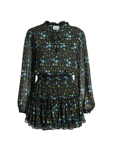 Misa Los Angeles Women's Lorena Floral Chiffon Ruffle Minidress - Moss Scarf - Size Large | Thumbnail 1