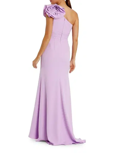 Mac Duggal Women's Crepe Flower One-Shoulder Gown - Lilac - Size 0 | Thumbnail 2